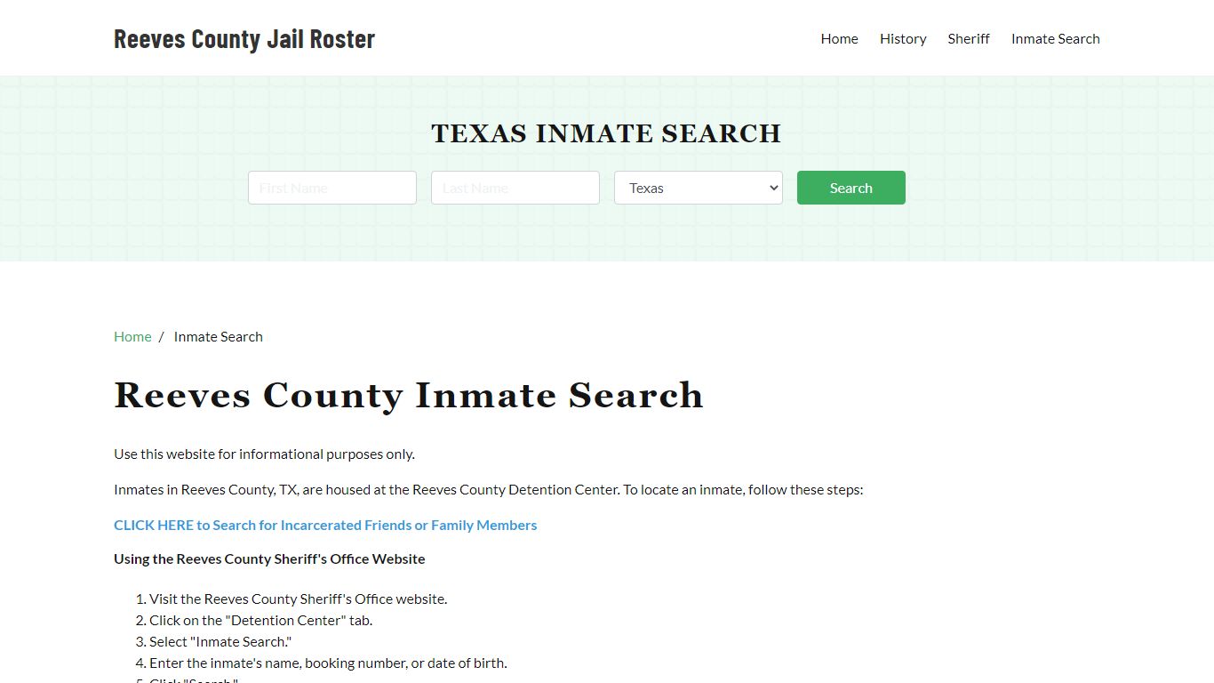 Reeves County, TX Detainee Lookup