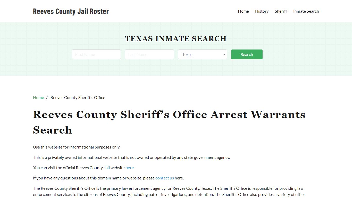 Reeves County Sheriff Office, TX, Arrest Warrants Search